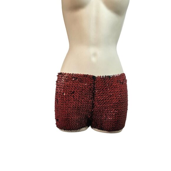 Anemone Red Heavily Sequined Shorts Womens OS Low Rise Stretch Pullon NEW - Picture 4 of 7
